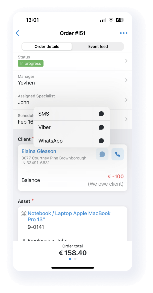 screenshot of RO App